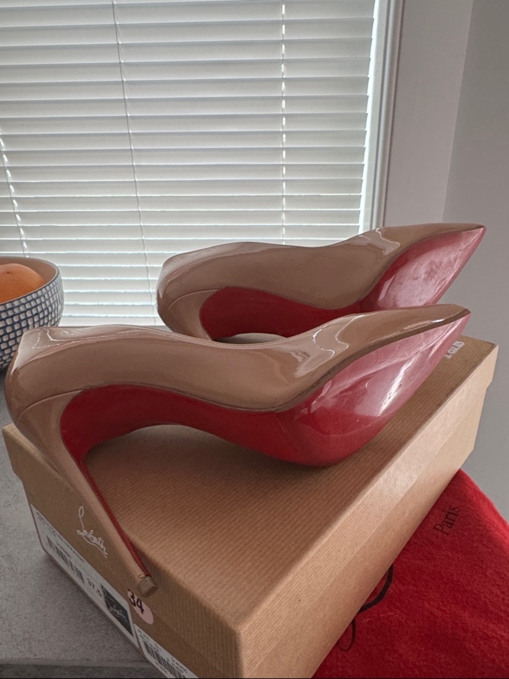 Christian Louboutin Nude Patent Pointed Toe Stiletto Pumps - Picture 3 of 4